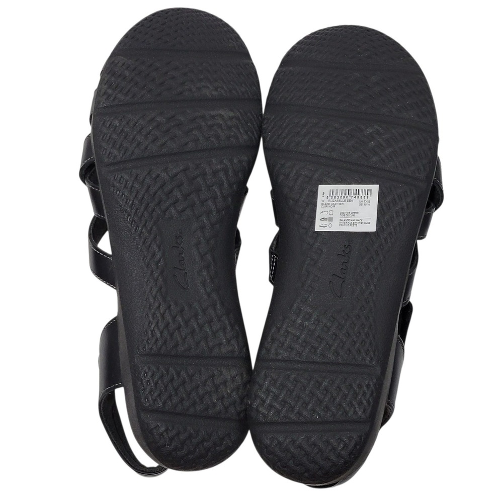 Clarks Elizabelle Sea Sandals Womens 10W Wide Black Leather Strappy Closed Toe - Picture 14 of 16